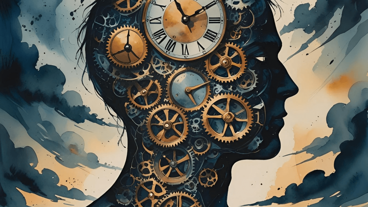 Imagem de uma cabeça com umas engrenagem. Simbolizando como é difícil tomar decisões 