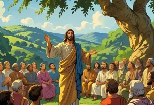 Imagem simbólica de Jesus Cristo contando a Parábola Da Figueira Estéril