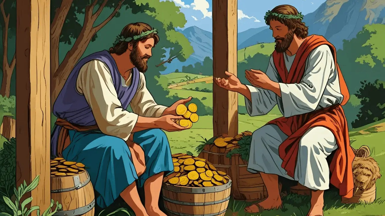 Imagem de duas pessoas com dinheiro. Simbolizando os talentos da Parábola dos Talentos