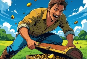 Imagem de um homem achando um tesouro. Simbolizando a Parábola do tesouro escondido