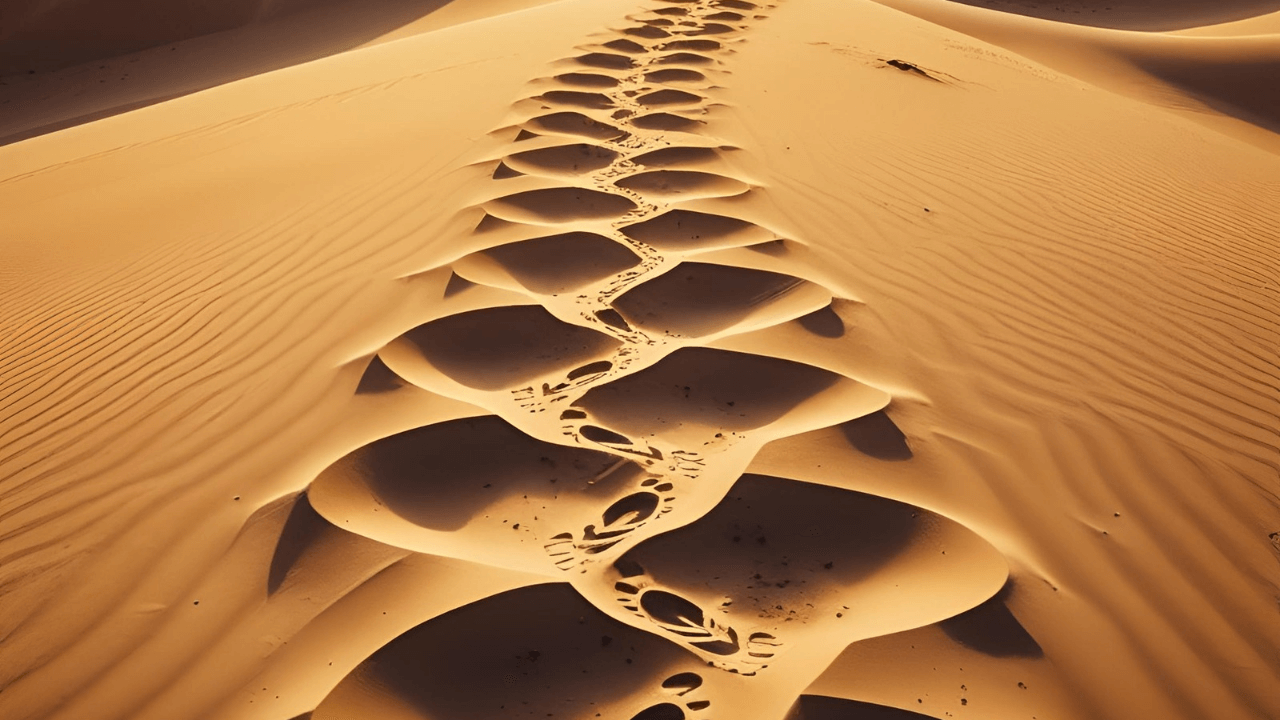 Imagem de pegadas na areia simbolizando dependência de Deus 