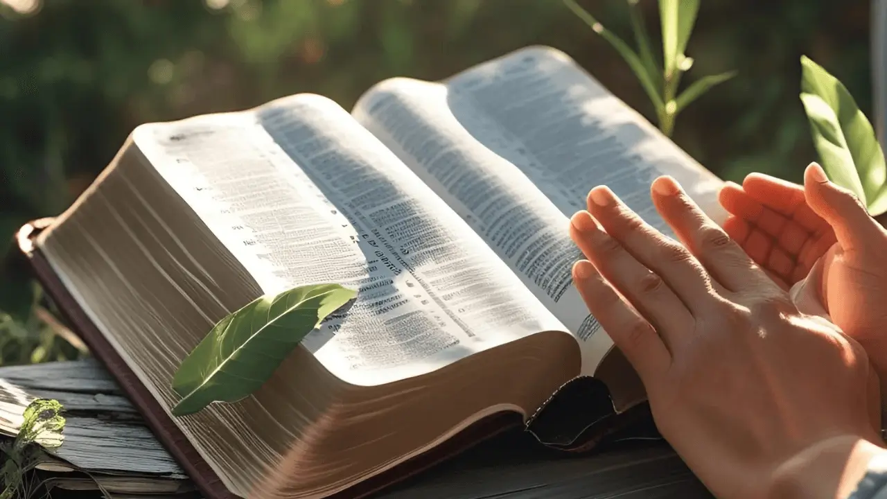 Bíblia sagrada aberta no livro de salmos. Pronto para iniciar o Devocional