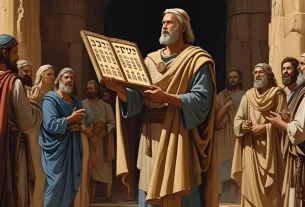 Imagem simbólica de Moisés segurando os 10 mandamentos