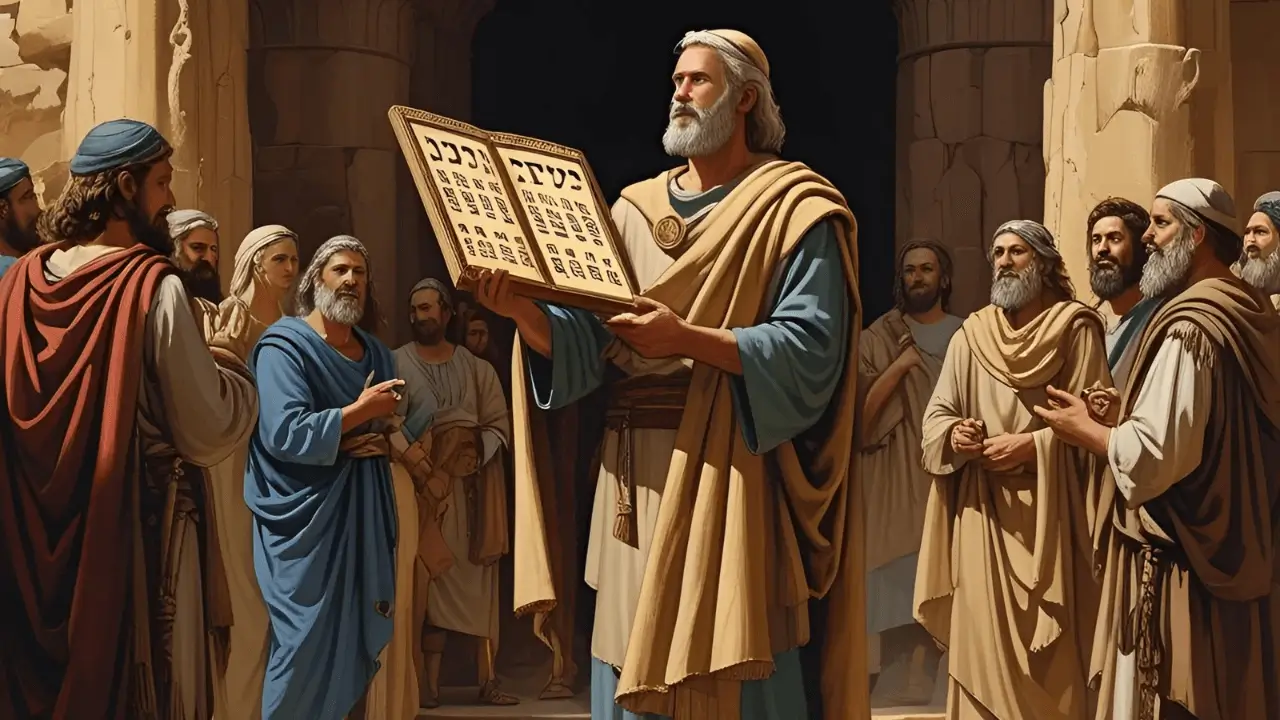 Imagem simbólica de Moisés segurando os 10 mandamentos
