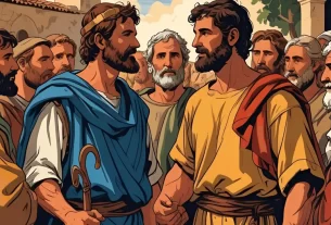 Barnabé e Paulo juntos. Barnabé, o filho do encorajamento, apoiando Paulo na igreja primitiva.