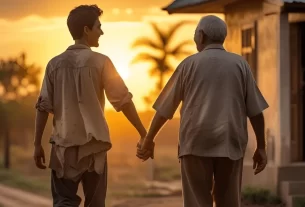 Imagem de um pai e filho junto simbolizando a Parábola do Filho Pródigo