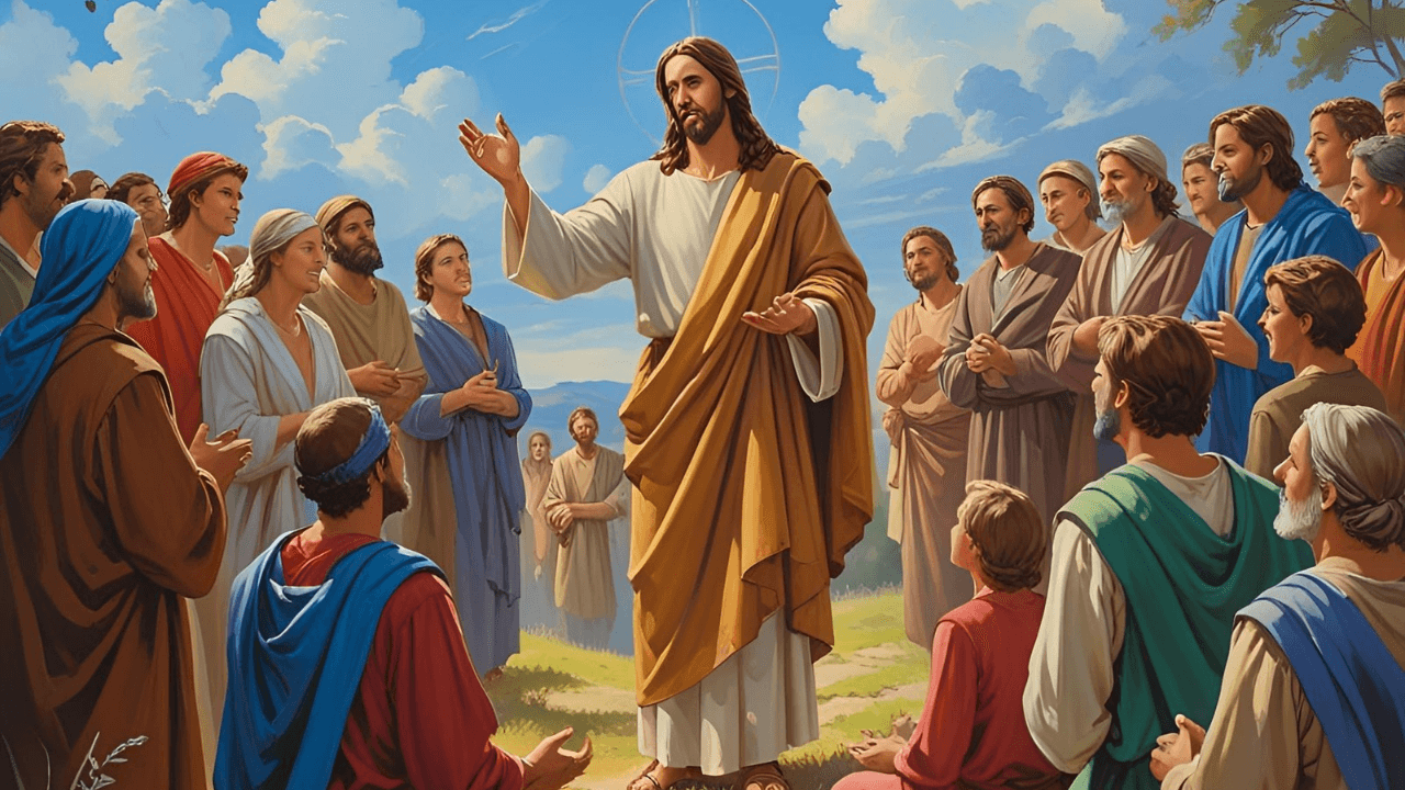 Imagem de Jesus contando a Parábola dos talentos 