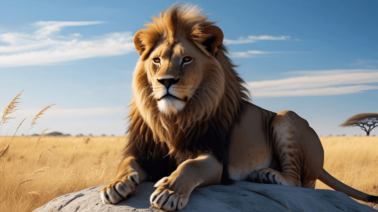 Imagem de um leão simbolizando força realeza e poder de divino 