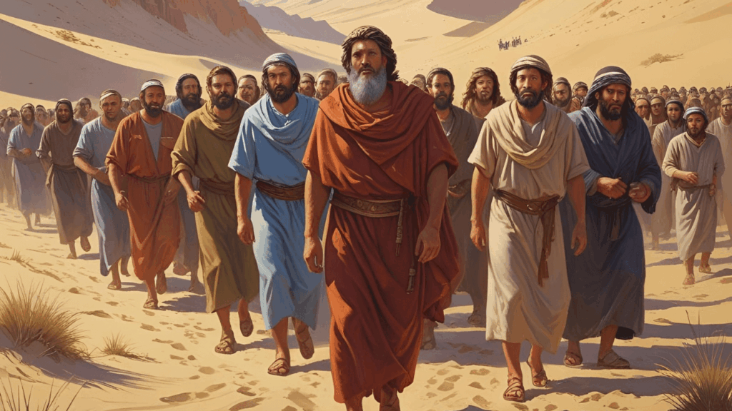 Imagem Simbolizando Moisés no deserto com o povo de Israel 