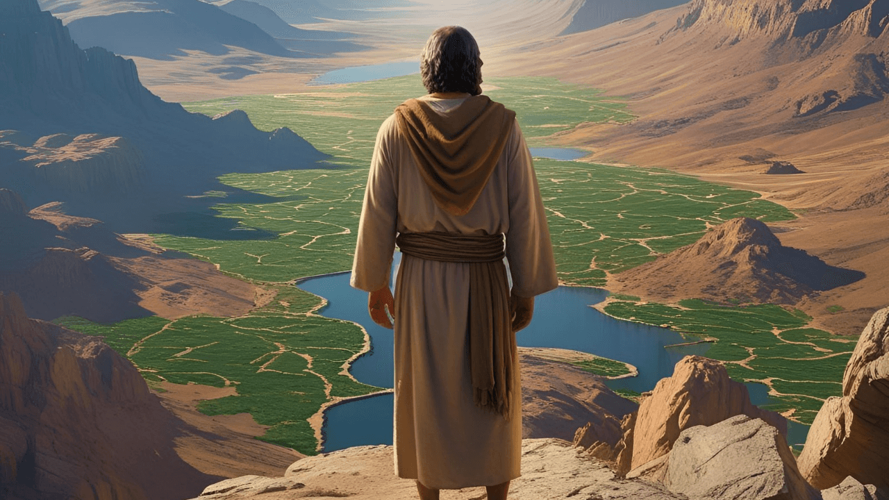 Imagem simbólica de Moisés vendo a terra prometida 