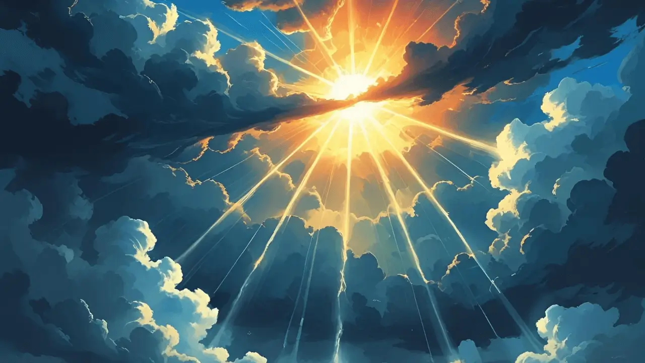 O Sol forte brilhando. Simbolizando como ser luz na escuridão