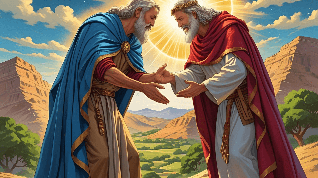 Imagem simbólica de Melquisedeque abençoando Abraão