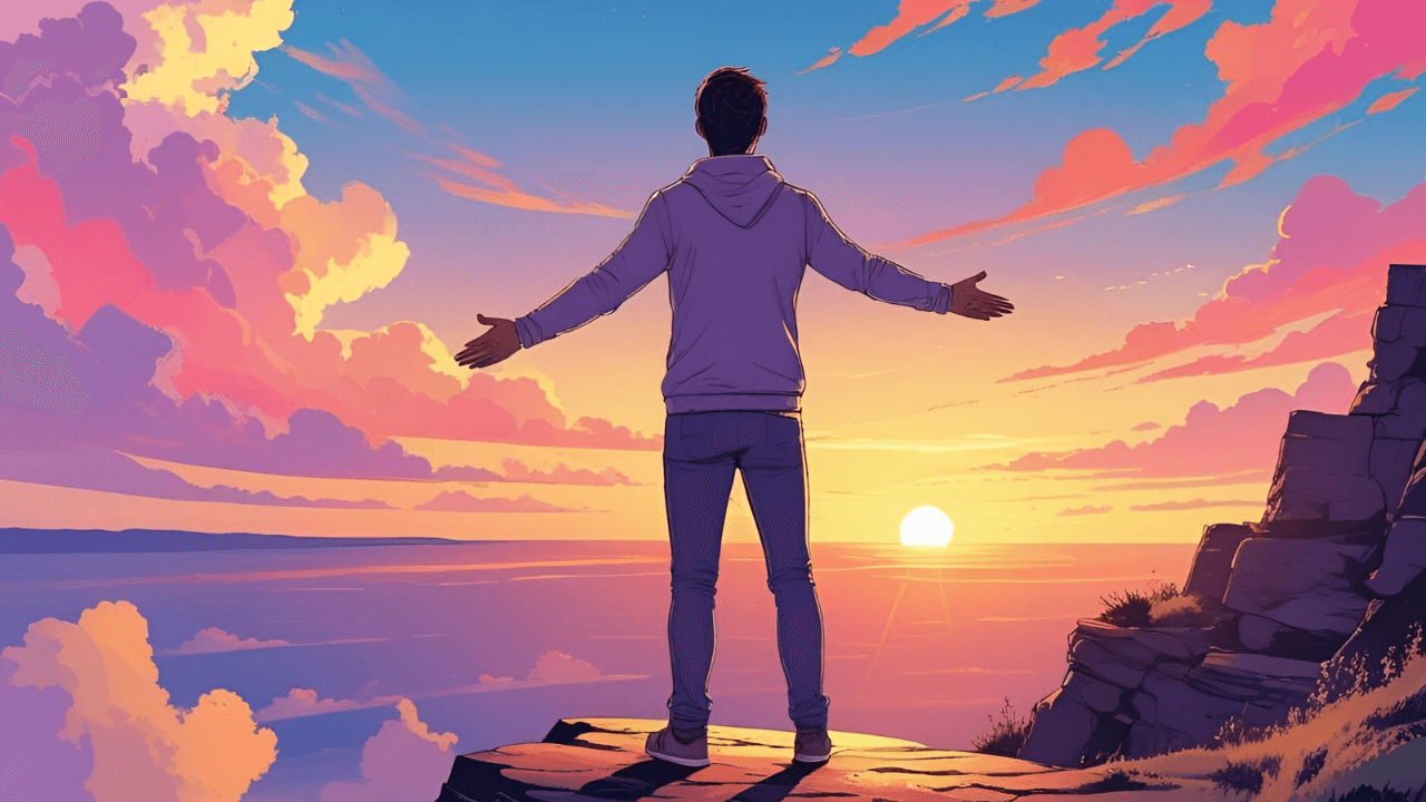 Imagem de uma pessoa olhando para o horizonte, simbolizando fé e esperança. Esperança renovada em meio às dificuldades