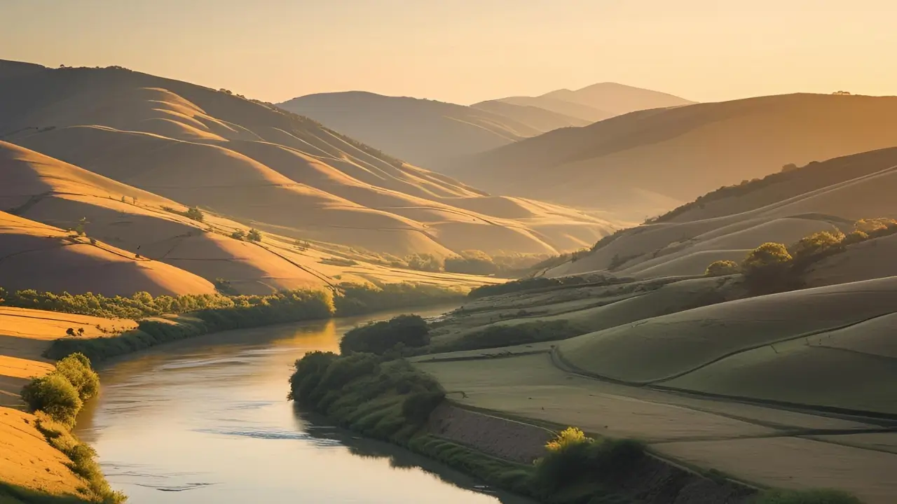 Amanhecer sobre montanhas tranquilos, simbolizando consolo e renovação nos dias difíceis.