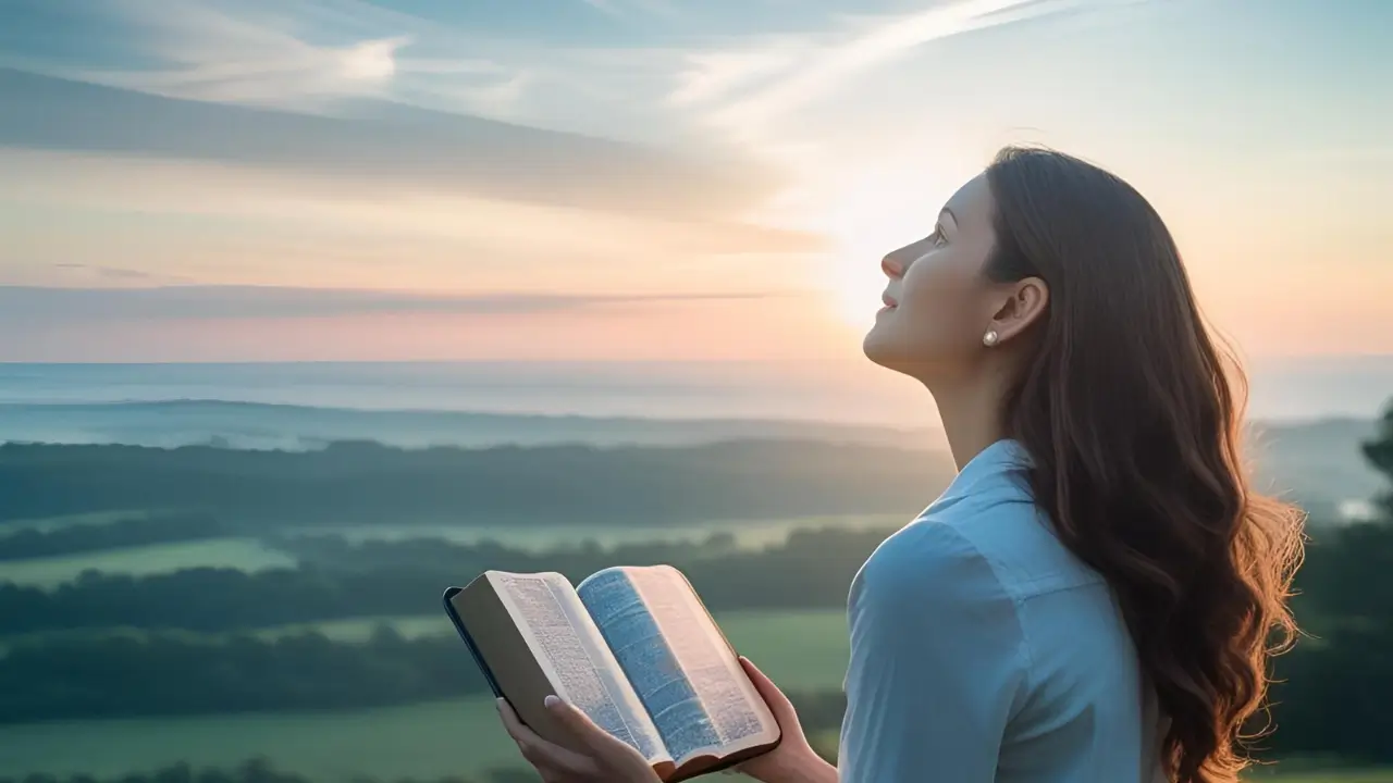 Mulher cristã lendo a Bíblia e refletindo sobre a história de Rute
