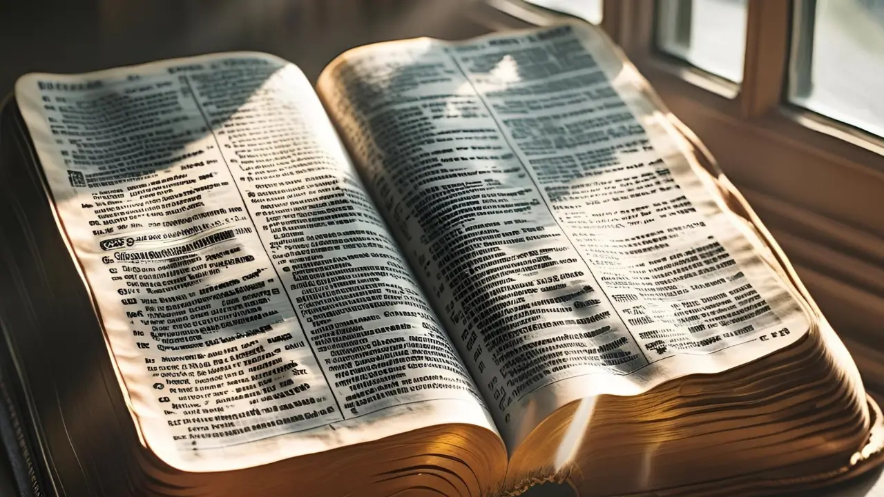 Bíblia aberta sobre um Versículo bíblico sobre coragem e fé em 2 Timóteo 1:7.