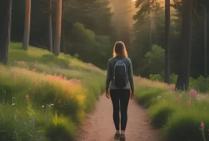 Pessoa caminhando em uma trilha, simbolizando a jornada e crescimento na vida cristã