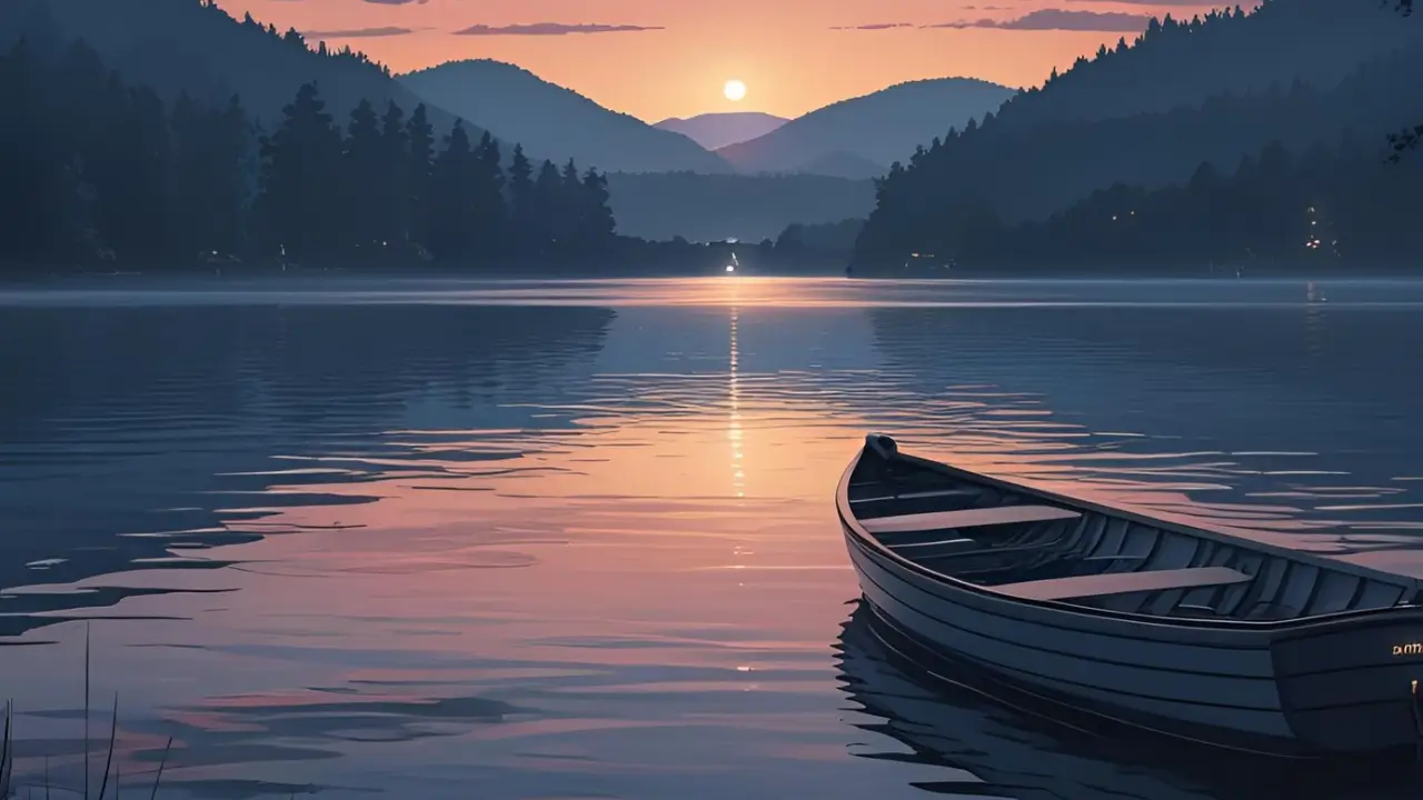 Paisagem tranquila ao pôr do sol, para um Devocional simbolizando a paz que Jesus oferece.