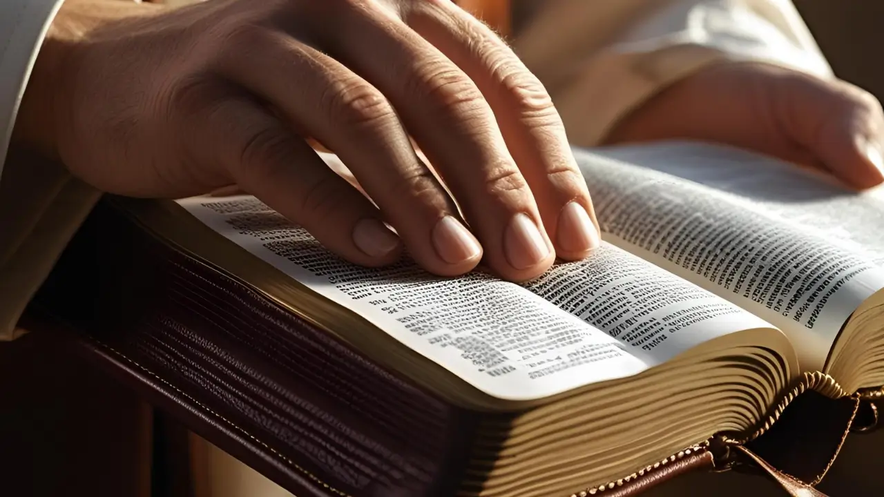 Devocional de hoje. Bíblia aberta no Salmo 34:18 destacando a promessa da presença de Deus para os de coração quebrantado.