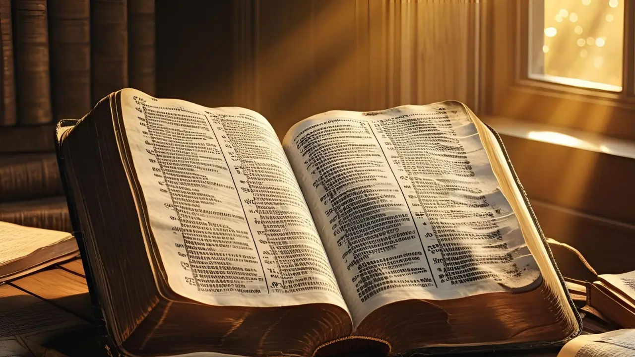 Manuscritos antigos ao lado de uma Bíblia aberta – livros apócrifos e excluídos da Bíblia.