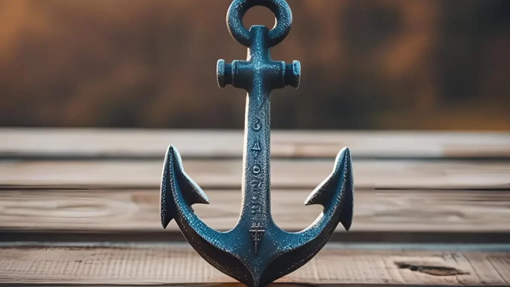Âncora sobre uma superfície de madeira, representando a esperança como âncora da alma em Hebreus 6:19.