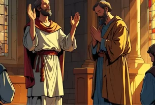 Uma imagem ilustrando a parábola do Fariseu e do Publicano.