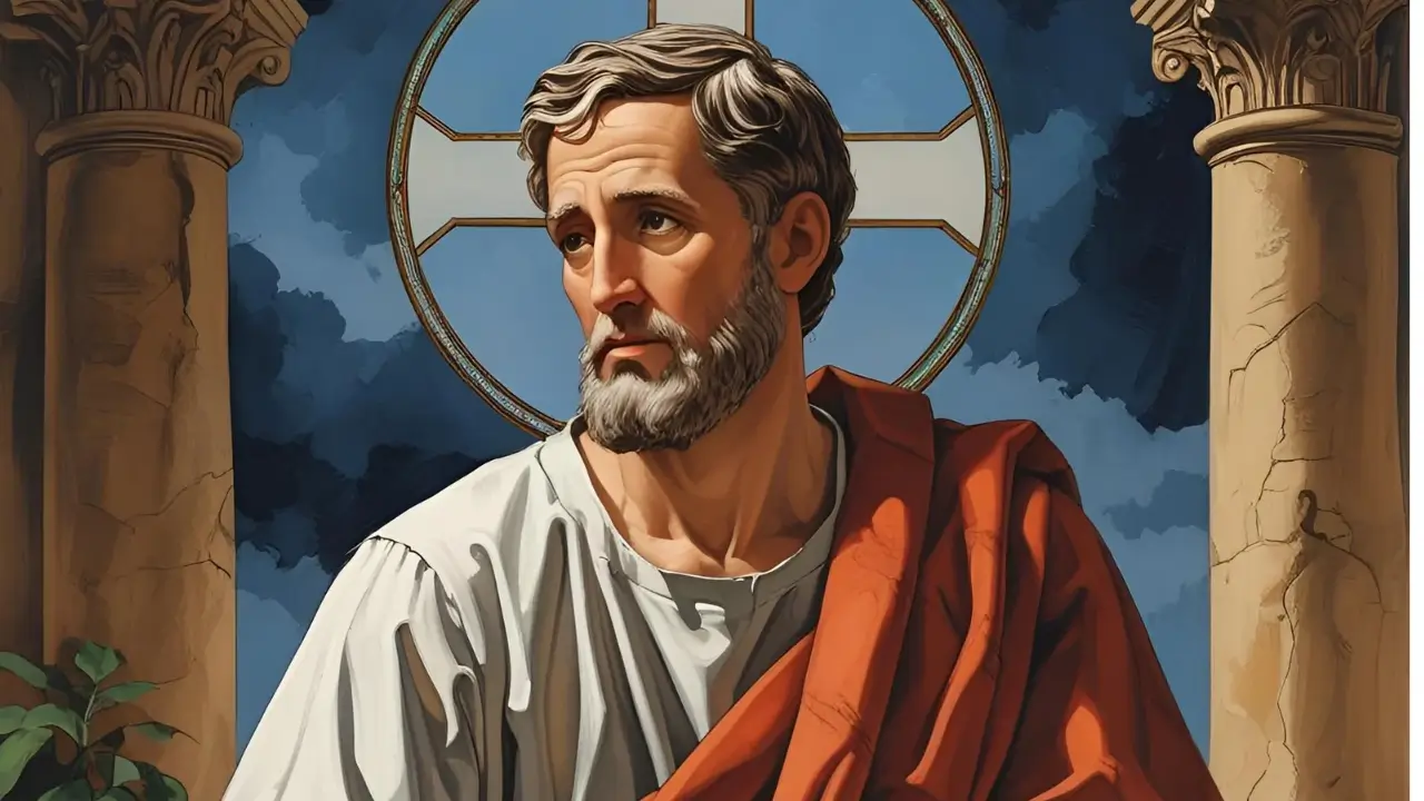 Representação de Tomé refletindo sobre a fé e a dúvida.