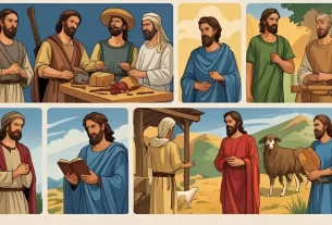 Imagem ilustrativa geral — Uma arte ou ilustração representando várias profissões da bíblia (ex: um artesão, um escudeiro, um pastor)