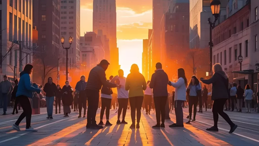 uma cena que represente propósito divino no trabalho.