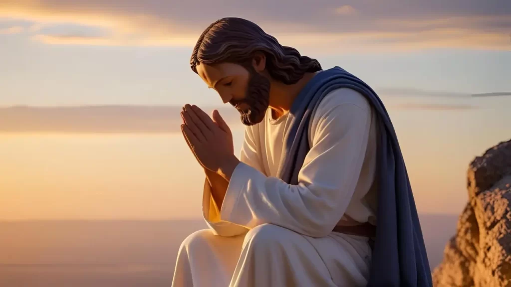 Jesus orando em lugar solitário como exemplo de prioridades espirituais.