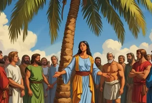 Débora na Bíblia, mulher juíza, julgando o povo sob a palmeira.