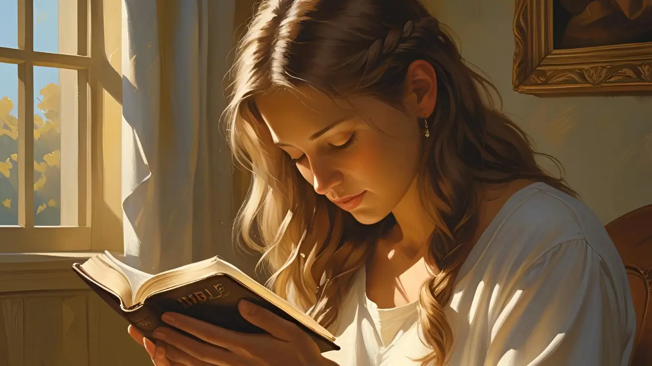 Pessoa lendo a Bíblia e orando em um momento devocional.