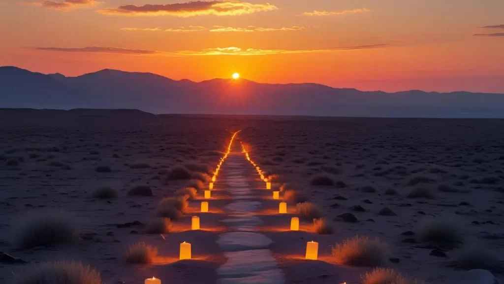 Caminho iluminado ao pôr do sol representando esperança e cumprimento das promessas de Deus em Habacuque 2:3.