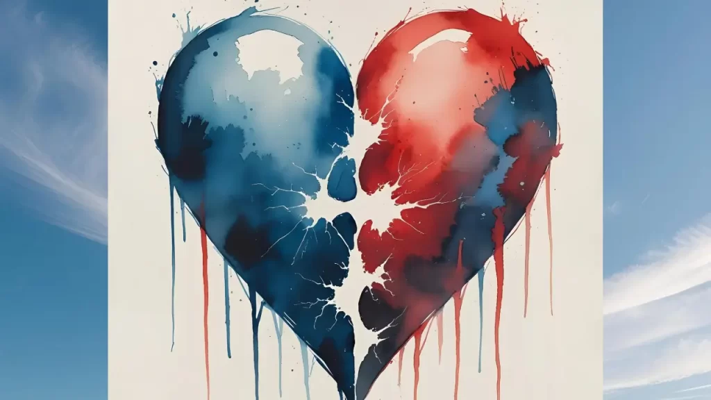 Símbolo do coração dividido entre palavras e ações, ilustrando a obediência verdadeira na Parábola dos Dois Filhos.