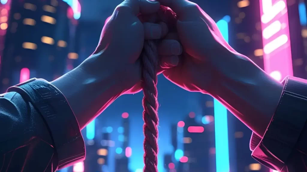 Mãos firmemente segurando uma corda, simbolizando firmeza na esperança.