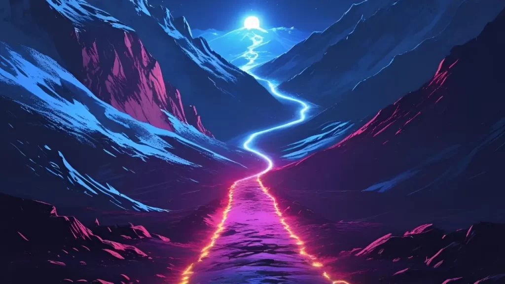 Caminho com luz no fim. Caminhada de fé representando a vida cristã e a confiança em Deus para decisões importantes.