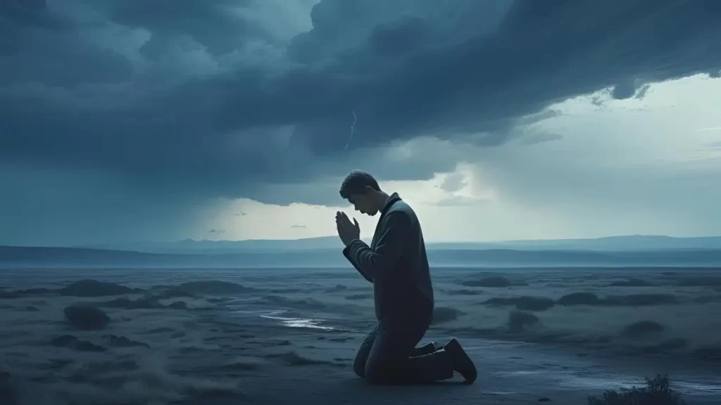 Pessoa  orando, transmitindo paz.