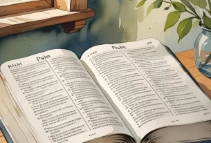 Bíblia aberta no Salmo 40:1, destacando a mensagem do Devocional de Hoje sobre esperar em Deus.