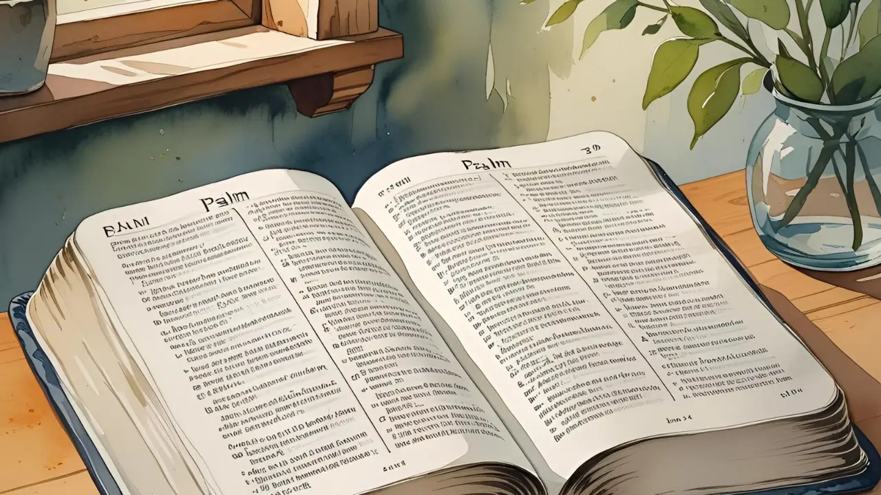 Bíblia aberta no Salmo 40:1, destacando a mensagem do Devocional de Hoje sobre esperar em Deus.