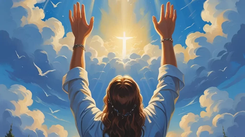 Pessoa levantando as mãos em adoração, simbolizando confiança e fé durante a espera de Deus, devocional cristão.