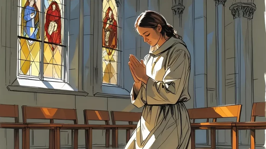 Pessoa em oração, representando fortalecimento espiritual no dia da angústia.