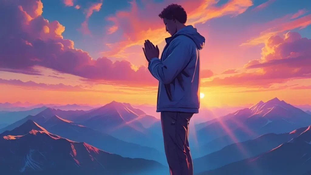 Pessoa refletindo ou orando, simbolizando ação prática da fé.