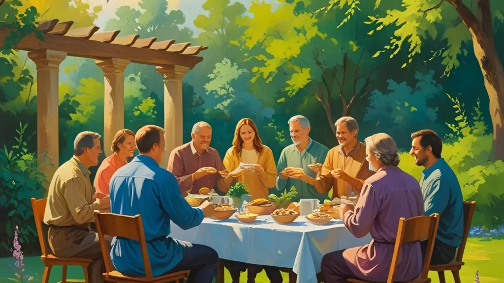 Comunidade cristã reunida, ou pessoas sorrindo em fraternidade.