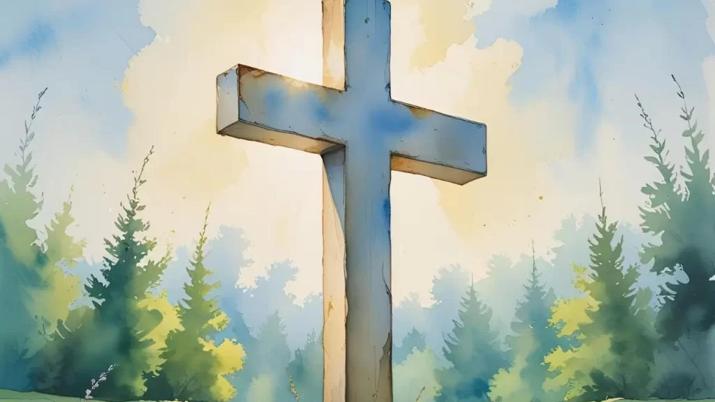 Cruz com fundo sereno, representando paz.