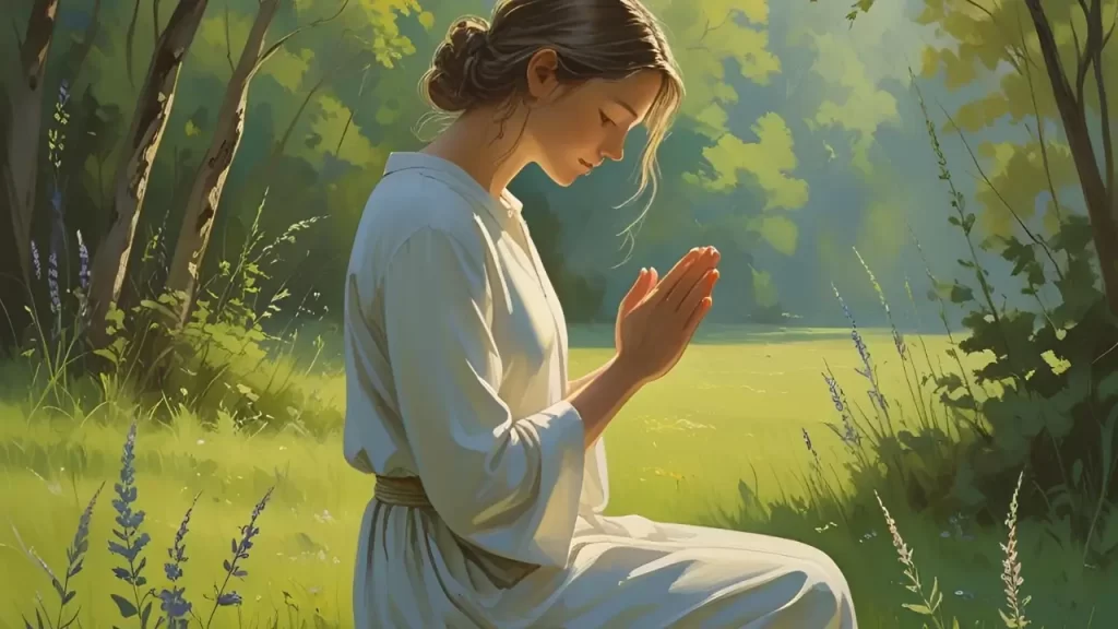 Pessoa em oração, simbolizando reflexão.