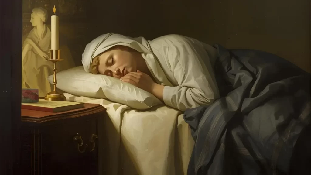 Pessoa orando antes de dormir.