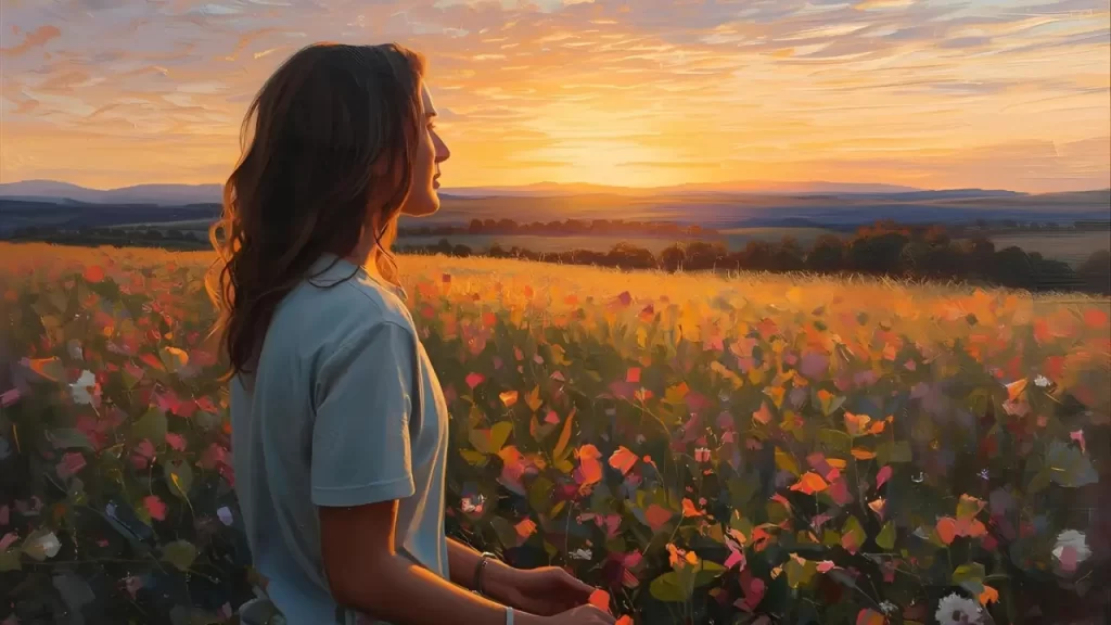 Pessoa olhando para o horizonte com fé, simbolizando esperança em momentos difíceis.