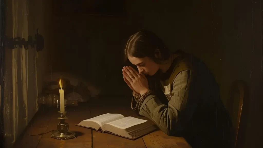 Pessoa orando e lendo a Bíblia, cultivando espiritualidade prática e recomeço – Devocional de Hoje.
