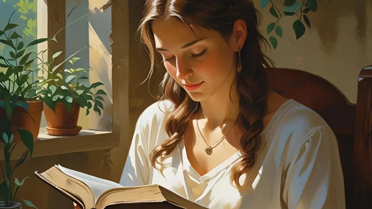 uma imagem de alguém lendo a Bíblia ou orando, trazendo conexão com a prática devocional.