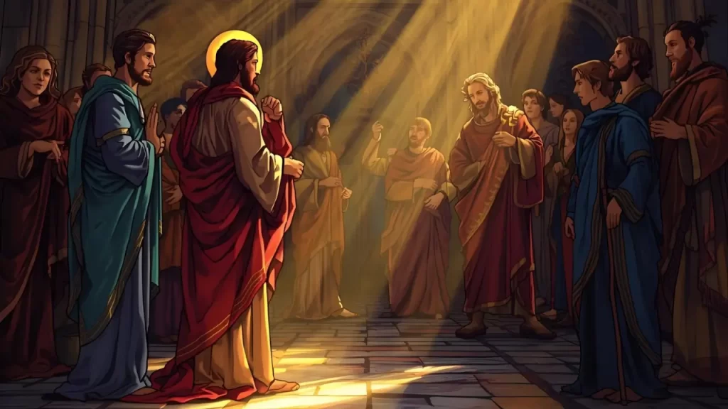 Jesus ensinando a Parábola dos Dois Filhos: Obediência Verdadeira.